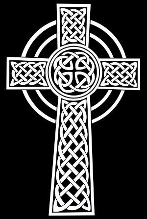 장식적인 켈트족의 "고대 십자가"의 장식적인 매듭 세공 버전