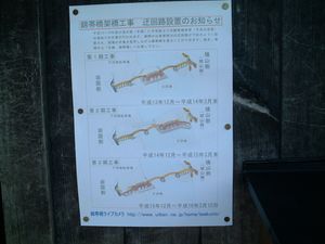 2001년부터 실시된 재가설 공사 계획표(2001년 11월 촬영)