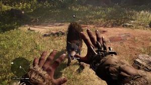 파 크라이: 프라이멀에서 플레이어는 전투에 사용할 동물을 길들일 수 있다.