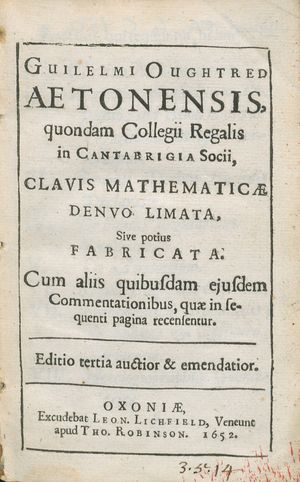 Clavis mathematicae, 1652년판