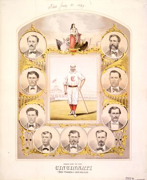 1869년 레드 스타킹스 '퍼스트 나인'의 석판화