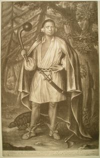 Etow Oh Koam}}, 4명의 모호크 왕 중 한 명. 존 사이먼(조각가) 제작, 1750년경.