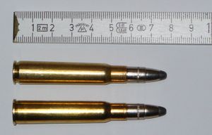 7.92×57mm 마우저 (위)와 Brenneke TIG 사냥탄을 장전한 8×57mm IRS 탄약