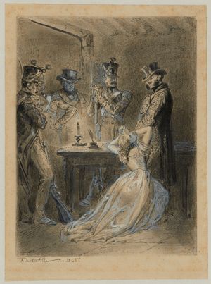 팡틴이 자베르의 발 앞에 무릎 꿇음