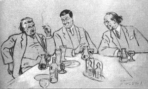 요세프 수크, 바츨라프 탈리히, 비체슬라프 노바크의 휴고 뵈팅거 캐리커처