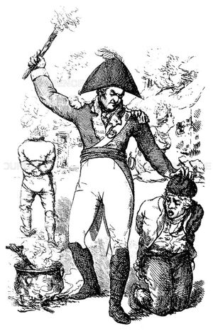 1798년, 키르데어(Kildare) 주에서 민병대가 피치 캐핑을 하고 있다