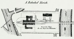 1847년 최초 역의 평면도.
