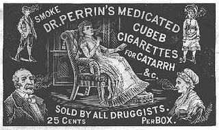 빅토리아 시대의 Dr. Perrin's Medicated Cubeb Cigarettes 광고
