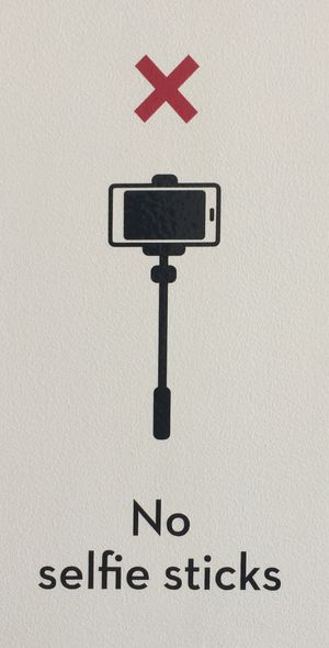 브리즈번 박물관의 "셀카봉 금지" 표지, 2015년