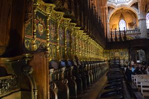 1519년 장에서 기사단 기사들의 문장이 있는 바르셀로나 대성당의 성가대.