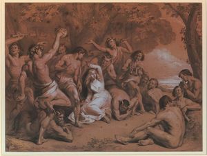파운에 의해 놀란 우나, 윌리엄 에드워드 프로스트 (1843, 토마스 허버트 맥과이어의 석판화 1847). 프로스트는 죽은 후 수십 년 동안 에티의 스타일로 계속 작업한 몇 안 되는 영국 화가 중 한 명이었다.