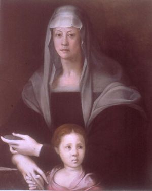 마리아 살비아티와 줄리아 데 메디치 (폰토르모 1537년 경 작품; 발티모어, 월터스 미술관 소장).