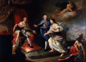 고도이가 카를로스 4세에게 평화를 바치는 모습 (1796)