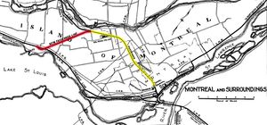 적색은 상트랄역 접근을 용이하게 하기 위해 제안된 노선을 보여준다.