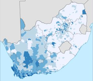 2014년 선거에서 DA 득표율, 지역별