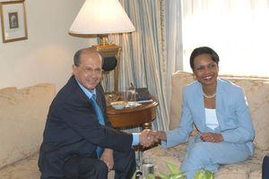 2005년 미국 국무부 장관 콘돌리자 라이스와 미셸 아운