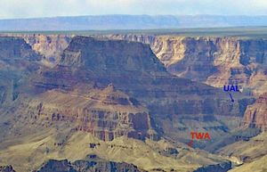 두 항공기의 충돌 지점인 그랜드 캐니언.
