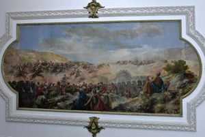 에우헤니오 올리바의 그림으로, 기원전 151년 루키우스 리키니우스 루쿨루스의 군대로부터 팔렌시아를 방어하기 위해 나가는 바케오이족을 묘사했다. 역사학자 아피아노스가 오른쪽에서 사건을 기록하는 모습이 묘사되어 있는데, 이는 아피아노스가 3세기 후의 시점에서 글을 쓰고 있었기에 상상에 불과하다.