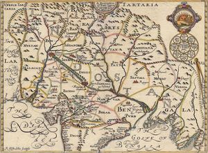 배핀의 것으로 추정되는 북인도 지도; 그의 사후 (1625년)에 출판되었다. 이 지도는 무굴 궁정으로부터의 정보를 현재 대사인 토머스 로 경에게 전달한 후, 그가 1619년에 배핀에게 정보를 전달한 후에 그려졌다.