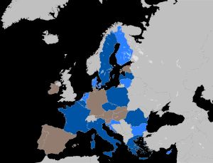 유럽 보수 및 개혁주의자 그룹(2024-2029)은 18개 회원국에 의원을 두고 있다. 짙은 파란색은 여러 명의 의원을 보내는 회원국을 나타내고, 밝은 파란색은 한 명의 의원을 보내는 회원국을 나타낸다.