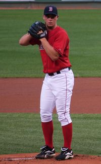 2008년 보스턴 레드삭스에서 투구하는 보우덴