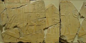 사자(死者)의 아비도스 성지 순례를 묘사한 무덤 부조 – 데르 엘 바흐리, 이집트 후기 시대, 제26 왕조, 프삼티크 1세 통치 시기