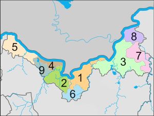 9개 하위 행정구역 지도