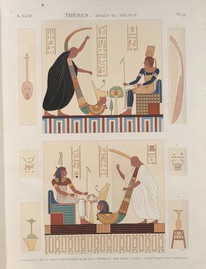  무덤 내부 벽화 중 하나인 두 명의 눈먼 하프 연주자