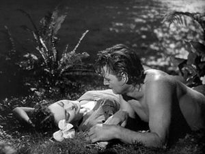 《타잔의 비밀 보물》에서 와이즈뮬러(타잔 역)와 모린 오설리번(제인 역)