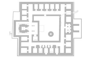 발굴된 고대 슈라바스티 기념물 중 하나의 평면도