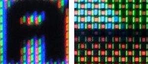 SLCD 화면(왼쪽) 및 AMOLED 화면(오른쪽) 비교