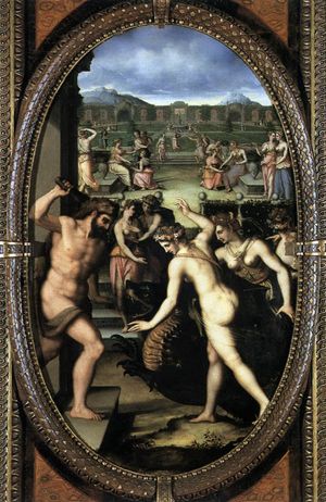 로렌초 바야니의 작품 헤라클레스, 헤스페리데스 정원의 용을 죽이다