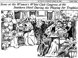 1906년 4월 미주리주 세인트루이스에서 열린 여성 휘스트 클럽 의회 회의 장면을 그린 마거릿 마틴의 그림, 세인트루이스 포스트-디스패치