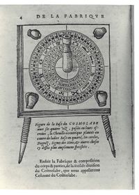 점성학적 각의 측정 도구들 가운데 하나로써 사용되었던 코스몰라베의 16세기 묘사.