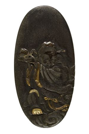 카시라에 복숭아를 들고 있는 동방삭