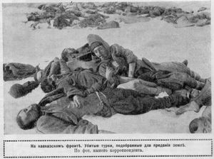 매장을 위해 러시아군이 수습한 투르크군의 시체