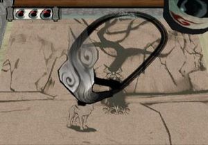 플레이어는 천상의 붓을 사용하여 시든 식물을 되살리거나(그림과 같이), 다리를 수리하거나, 적을 베거나, 원소 효과를 만들 수 있다.