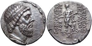 미트라다테스 1세의 테트라드라크마. 티그리스 강변의 셀레우키아 조폐소