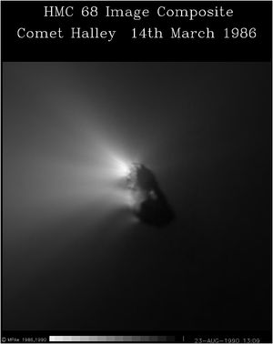 지오토 우주선의 핼리 혜성 최단 접근 사진