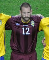 2010년 9월 7일 산마리노와의 UEFA 유로 예선 경기 전 스웨덴 대표팀의 요한 빌란드