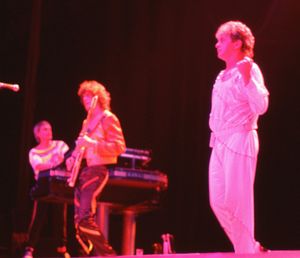 1984년 버밍엄 NEC 아레나에서 공연하는 케이, 라빈, 앤더슨