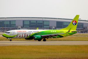 자치주의 관광 홍보를 위한 특별 도색을 한 중국동방항공 항공기