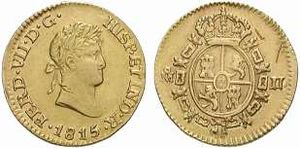 페르난도 7세의 2 에스쿠도 금화.