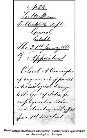 커닝엄을 측량 책임자로 임명하는 1862년 1월 31일자 서한
