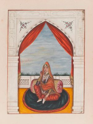 마하라니 찬드 카우르. 1865년경 펀자브 지방의 회사 화가가 그린 수채화
