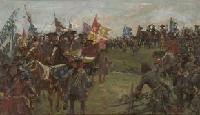 네덜란드 군인들이 에케렌 전투 후 프랑스 및 바이에른 깃발을 노획한 모습 (1703년 6월 30일), 얀 호잉크 판 파펜드레흐트 제작