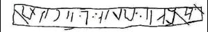 코르키아노 근처 포소 델 폰테 델레 타볼레에서 컵에서 발견된 팔리스크어 비문. 이 비문은 이해할 수 없는 것으로 간주된다.