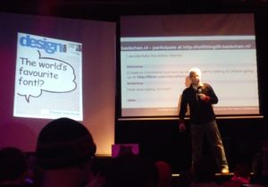 2009년, "세계가 가장 좋아하는 글꼴"을 만들게 된 과정을 설명하는 빈센트 코나레