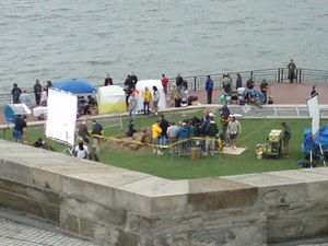 2007년 6월 자유의 여신상에서 촬영 중인 영화 세트장