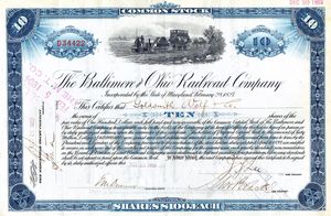 볼티모어 & 오하이오 철도(Baltimore and Ohio Railroad Company)의 주권 (10주)